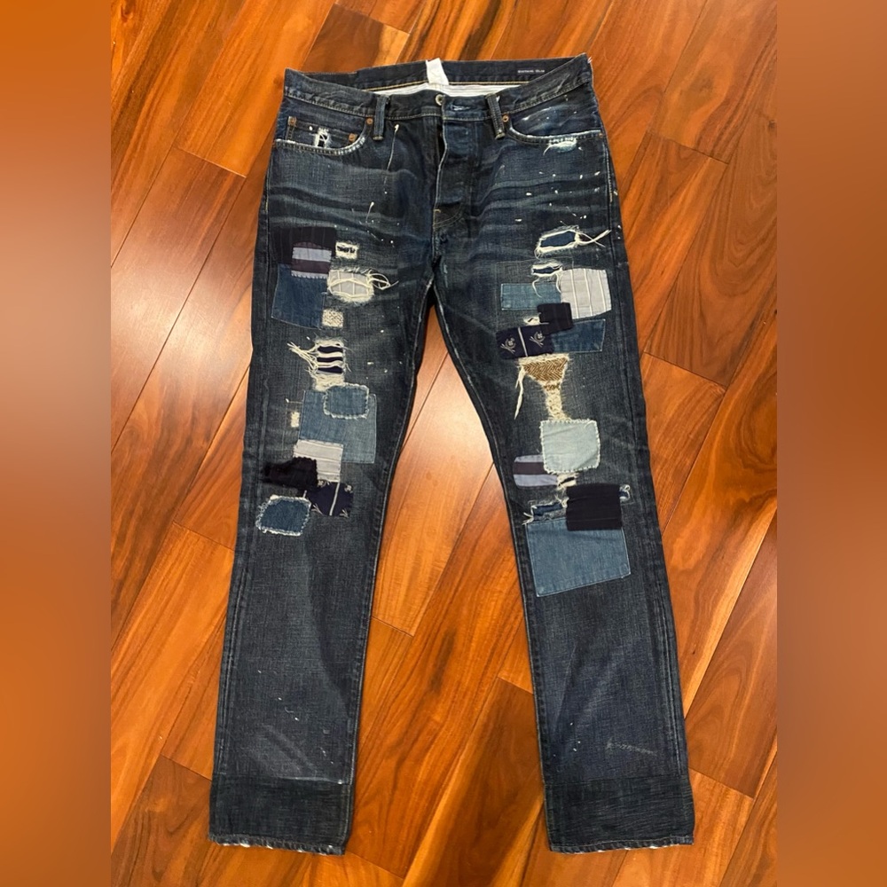 RALPH LAUREN RUGBY PATCHWORK JEANS.